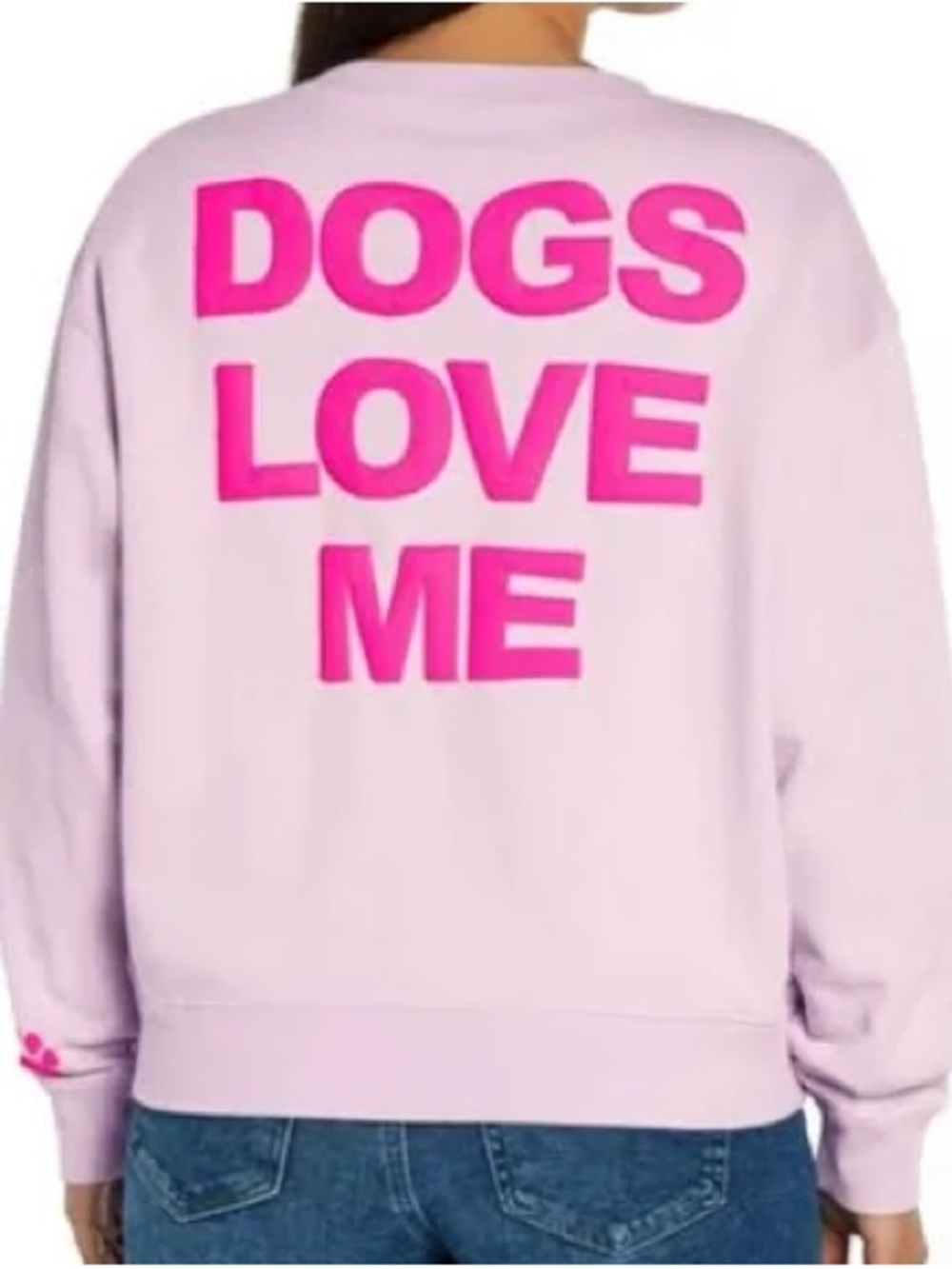 Wildfox Lilac Sweatshirt with Hot Pink "DOGS LOVE ME" Print - Picture 3 of 8